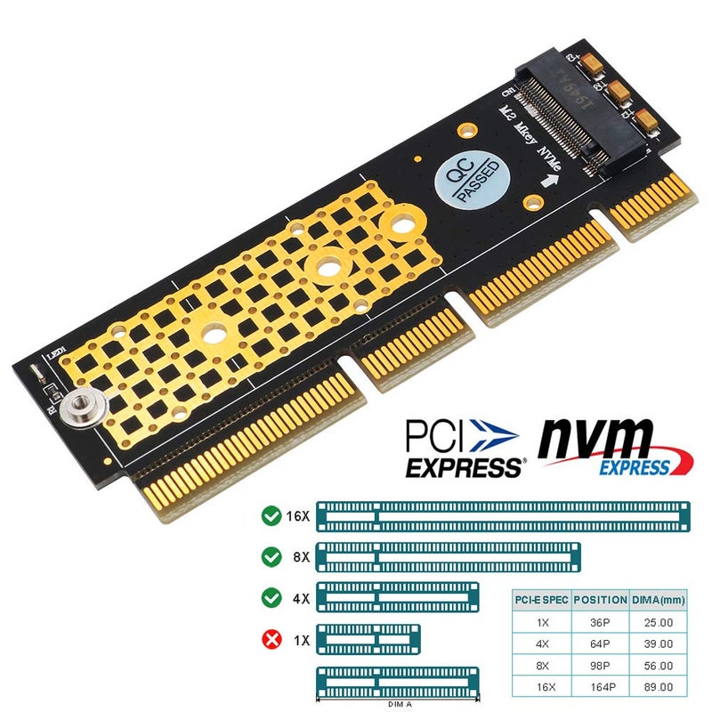 SUPERPLUS M.2 NVMe SSD NGFF to PCIE 3.0 X16 /X4 Adapter M Key Interface Card Support PCI Express 3.0 x4 2230-2280 Size m.2 Full Speed (Black Gold) - Image 2
